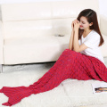 Wholesale 100%Cotton Knitted Adult Blanket Comfortable Soft Mermaid Tail Blanket